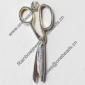 Pendant, Zinc Alloy Jewelry Findings, Scissors, 13x29mm, Sold by Bag  