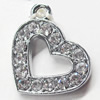 Pendant, Zinc Alloy Jewelry Findings, Heart, 15x17mm, Sold by PC  
