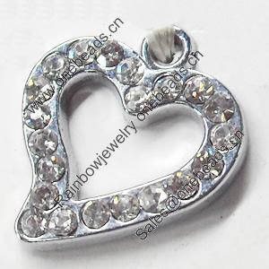 Pendant, Zinc Alloy Jewelry Findings, Heart, 15x18mm, Sold by PC  