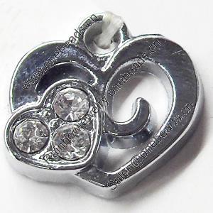 Pendant, Zinc Alloy Jewelry Findings, Heart, 14mm, Sold by PC  