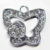 Pendant, Zinc Alloy Jewelry Findings, Butterfly, 21x20mm, Sold by PC  
