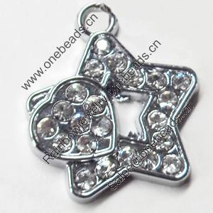 Pendant, Zinc Alloy Jewelry Findings, Star, 20x23mm, Sold by PC  