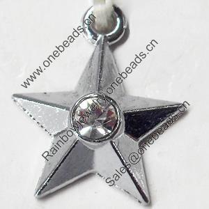 Pendant, Zinc Alloy Jewelry Findings, Star, 15x18mm, Sold by PC  