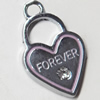 Pendant, Zinc Alloy Jewelry Findings, Heart, 14x25mm, Sold by PC  