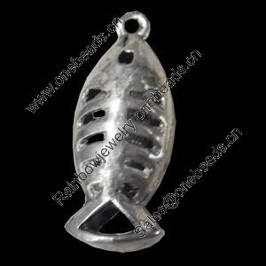 Hollow Bali Pendant Zinc Alloy Jewelry Findings, Fish, 13x34mm, Sold by Bag  