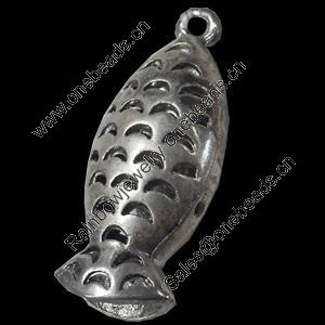 Hollow Bali Pendant Zinc Alloy Jewelry Findings, Fish, 13x32mm, Sold by Bag  