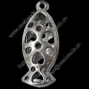 Hollow Bali Pendant Zinc Alloy Jewelry Findings, Fish, 13x34mm, Sold by Bag  