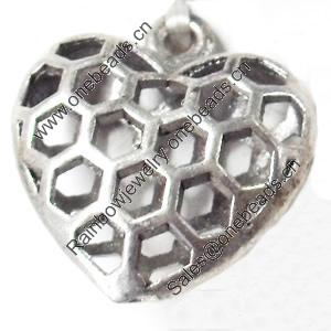 Hollow Bali Pendant Zinc Alloy Jewelry Findings, Heart, 20x21mm, Sold by Bag  