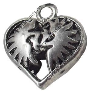 Hollow Bali Pendant Zinc Alloy Jewelry Findings, Heart, 19x21mm, Sold by Bag  