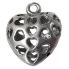 Hollow Bali Pendant Zinc Alloy Jewelry Findings, Heart, 15x19mm, Sold by Bag  