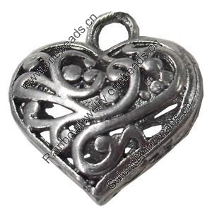 Hollow Bali Pendant Zinc Alloy Jewelry Findings, Heart, 19x21mm, Sold by Bag  