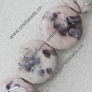 Ceramics Beads, Flat Round 18mm, Sold by Bag  