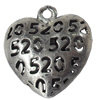 Hollow Bali Pendant Zinc Alloy Jewelry Findings, Heart, 20x22mm, Sold by Bag  