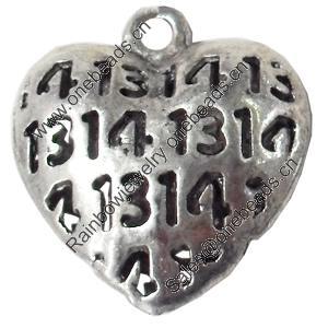 Hollow Bali Pendant Zinc Alloy Jewelry Findings, Heart, 20x22mm, Sold by Bag  