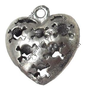 Hollow Bali Pendant Zinc Alloy Jewelry Findings, Heart, 20x22mm, Sold by Bag  