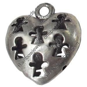 Hollow Bali Pendant Zinc Alloy Jewelry Findings, Heart, 20x22mm, Sold by Bag  