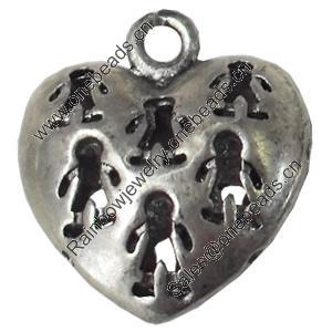 Hollow Bali Pendant Zinc Alloy Jewelry Findings, Heart, 20x22mm, Sold by Bag  