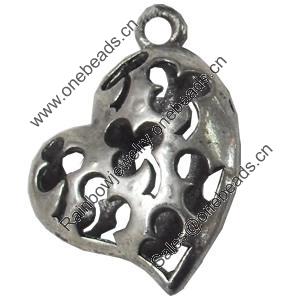 Hollow Bali Pendant Zinc Alloy Jewelry Findings, Heart, 20x27mm, Sold by Bag  