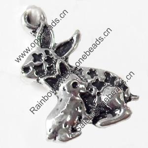 Pendant, Zinc Alloy Jewelry Findings, Rabbit, 15x22mm, Sold by Bag  