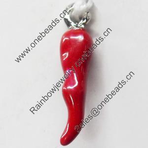 Pendant, Zinc Alloy Jewelry Findings, Hot pepper, 5x21mm, Sold by Bag  