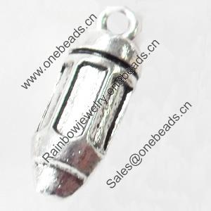 Pendant, Zinc Alloy Jewelry Findings, 7x19mm, Sold by Bag  