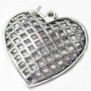 Pendant, Zinc Alloy Jewelry Findings, Heart, 36x35mm, Sold by Bag  