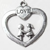 Pendant, Zinc Alloy Jewelry Findings, Heart, 34x35mm, Sold by Bag  
