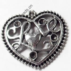 Pendant, Zinc Alloy Jewelry Findings, Heart, 27x25mm, Sold by Bag  