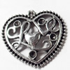 Pendant, Zinc Alloy Jewelry Findings, Heart, 27x25mm, Sold by Bag  