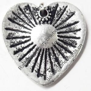Pendant, Zinc Alloy Jewelry Findings, Heart, 23x25mm, Sold by Bag  