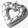 Pendant, Zinc Alloy Jewelry Findings, Heart, 24x23mm, Sold by Bag  