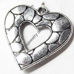 Pendant, Zinc Alloy Jewelry Findings, Heart, 24x23mm, Sold by Bag  