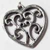 Pendant, Zinc Alloy Jewelry Findings, Heart, 22x22mm, Sold by Bag  