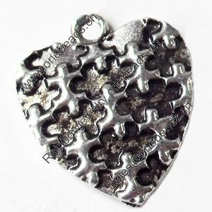 Pendant, Zinc Alloy Jewelry Findings, Heart, 17x20mm, Sold by Bag  