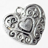 Pendant, Zinc Alloy Jewelry Findings, Heart, 19x18mm, Sold by Bag  
