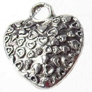 Pendant, Zinc Alloy Jewelry Findings, Heart, 18x20mm, Sold by Bag  