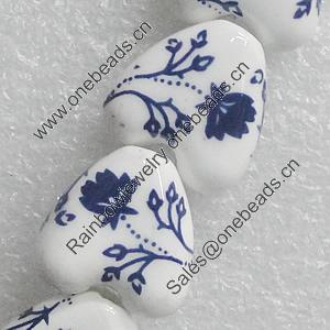 Printing Ceramics Beads, Heart 15x15mm, Sold by Bag  