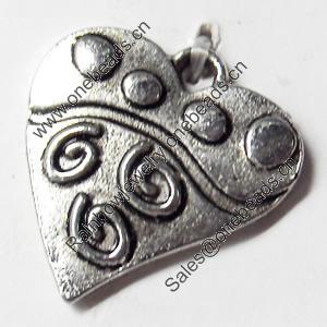 Pendant, Zinc Alloy Jewelry Findings, Heart, 18x19mm, Sold by Bag  