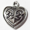 Pendant, Zinc Alloy Jewelry Findings, Heart, 17x20mm, Sold by Bag  