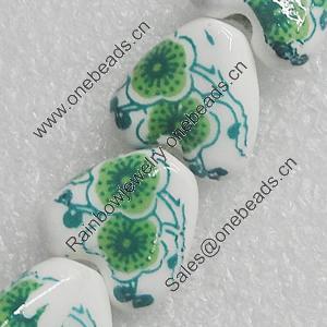 Printing Ceramics Beads, Heart 15x15mm, Sold by Bag  