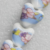 Printing Ceramics Beads, Heart 15x15mm, Sold by Bag  