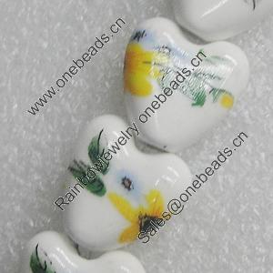 Printing Ceramics Beads, Heart 15x15mm, Sold by Bag  