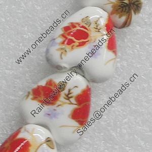 Printing Ceramics Beads, Heart 15x15mm, Sold by Bag  