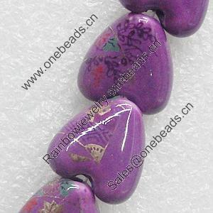 Printing Ceramics Beads, Heart 15x15mm, Sold by Bag  