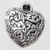 Pendant, Zinc Alloy Jewelry Findings, Heart, 15x17mm, Sold by Bag  