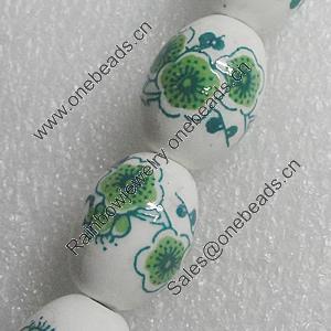 Printing Ceramics Bead, Oval 13x18mm, Sold by Bag  