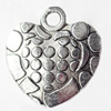 Pendant, Zinc Alloy Jewelry Findings, Heart, 19x20mm, Sold by Bag  