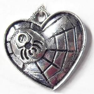 Pendant, Zinc Alloy Jewelry Findings, Heart, 20x21mm, Sold by Bag  