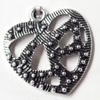 Pendant, Zinc Alloy Jewelry Findings, Heart, 19x20mm, Sold by Bag  