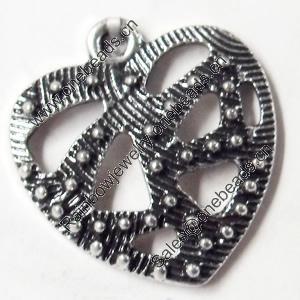 Pendant, Zinc Alloy Jewelry Findings, Heart, 19x20mm, Sold by Bag  